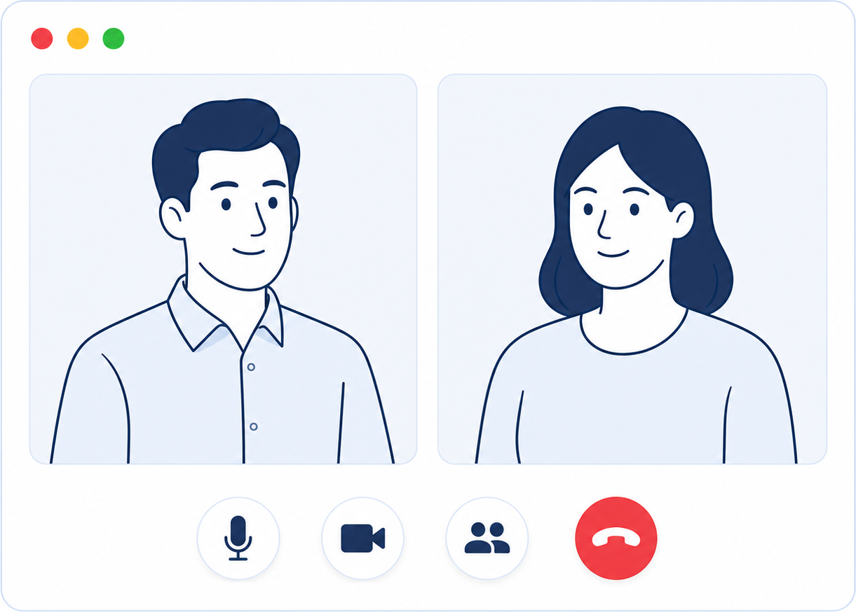 Mock case video call with two participants